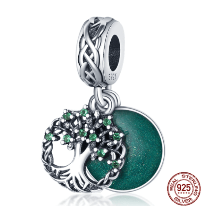 Torba Accessories Charm Pendant Sterling Silver Green Flower Tree