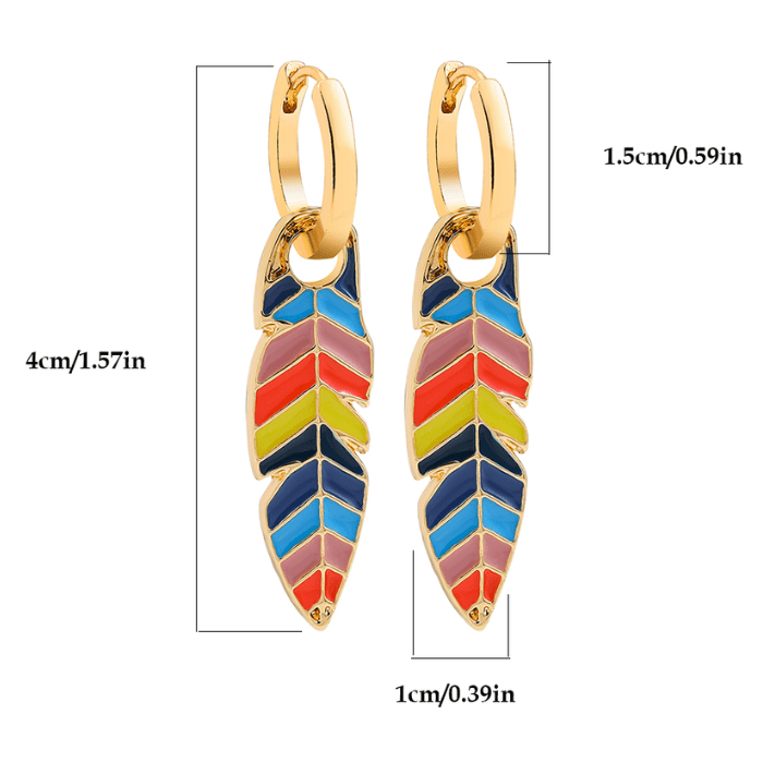 Torba Accessories Earrings Boho Rainbow Color Feather