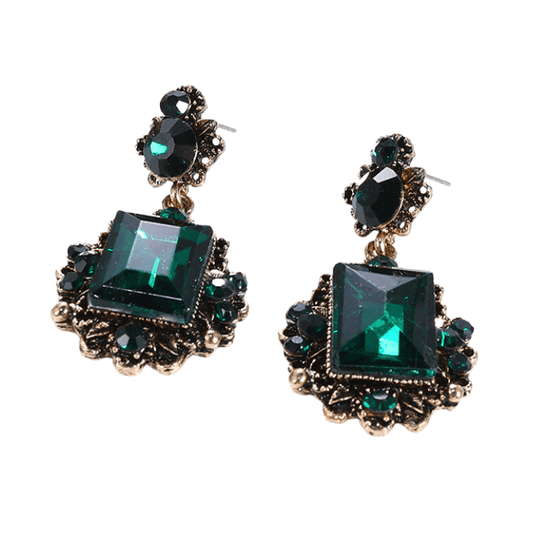 Torba Accessories Earrings Vintage Green Crystal