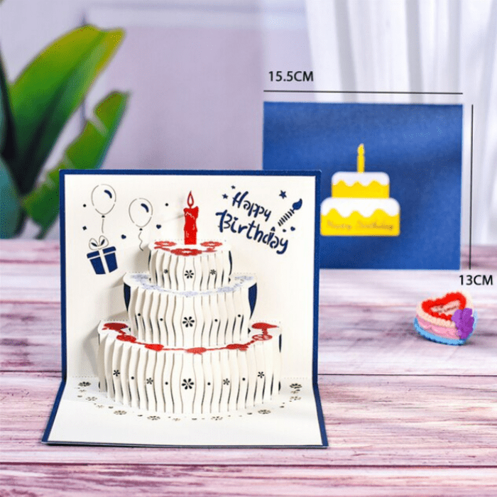 Torba Mall Gift Cards Greeting Card "Happy Birthday Golden Cake"